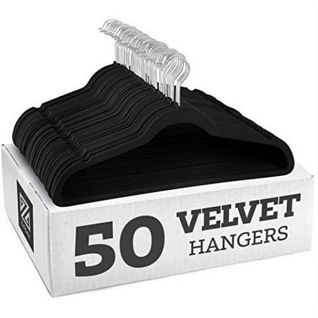 zober non-slip velvet hangers - suit hangers (50-pack) ultra thin space saving 360 degree swivel hook strong and durable clothes hangers hold up-to 10 lbs  for coats  jackets  pant