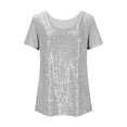 thumbnail image 6 of larppty Sequin Shirt for Women's Sparkly Short Sleeve Party Bling Glitter Fashion Blouse Top (White, XL), 6 of 6