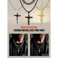 thumbnail image 6 of FaithHeart Layered Cross Necklace for Men Gold Plated Stainless Steel Cuban Curb Link Chain Crucifix Pendant Necklaces Set Christian Church Religious Jewelry Fathers Day Gifts for Son 20 inch, 6 of 10