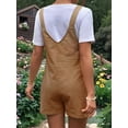 thumbnail image 5 of Women'S Summer Casual Bib Short Overalls Loose Linen Jumpsuit Beach Outfits Travel Vacation Clothes Brown XL, 5 of 6
