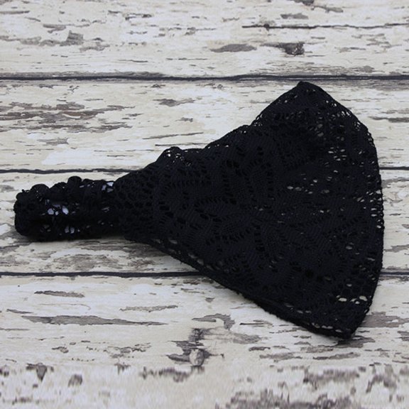 Turban Bandanas Girl Fashion Hairband Head Stretchy Lace Wide Headband, Black