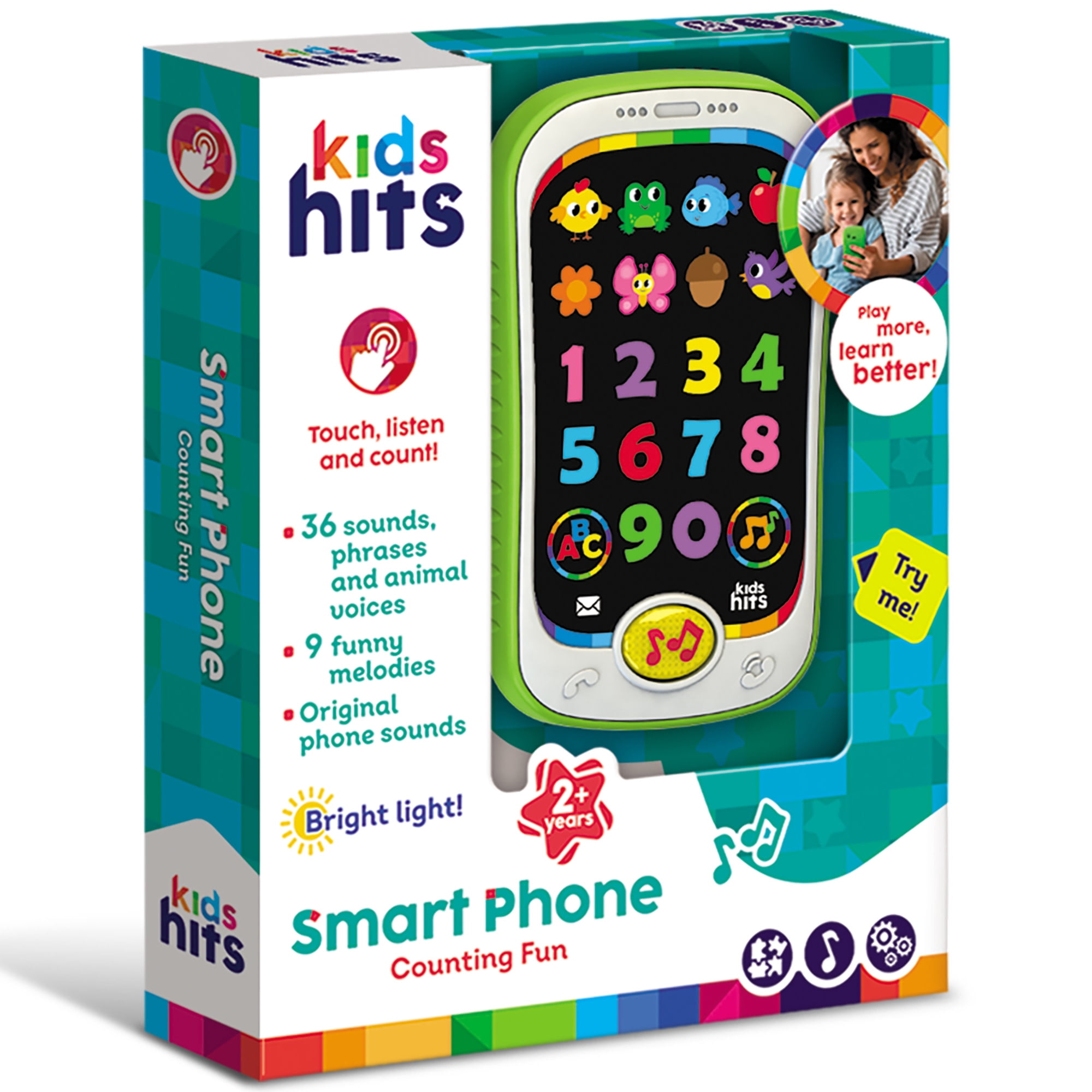 Kids Hits: Smart Phone - Counting Fun - Interactive Educational Toy, Games Teach ABCs & Numbers, Light-Up, Animal Sounds & Songs, Kids & Toddlers 2+