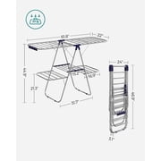 Clothes Drying Rack Foldable with Height-Adjustable Wings 33 Drying Rails Sock Clips Silver and Blue