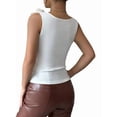 thumbnail image 2 of Women'S 3D Floral Fitted Tank Top Scoop Neck Sleeveless Ribbed Knit Tops White L, 2 of 7