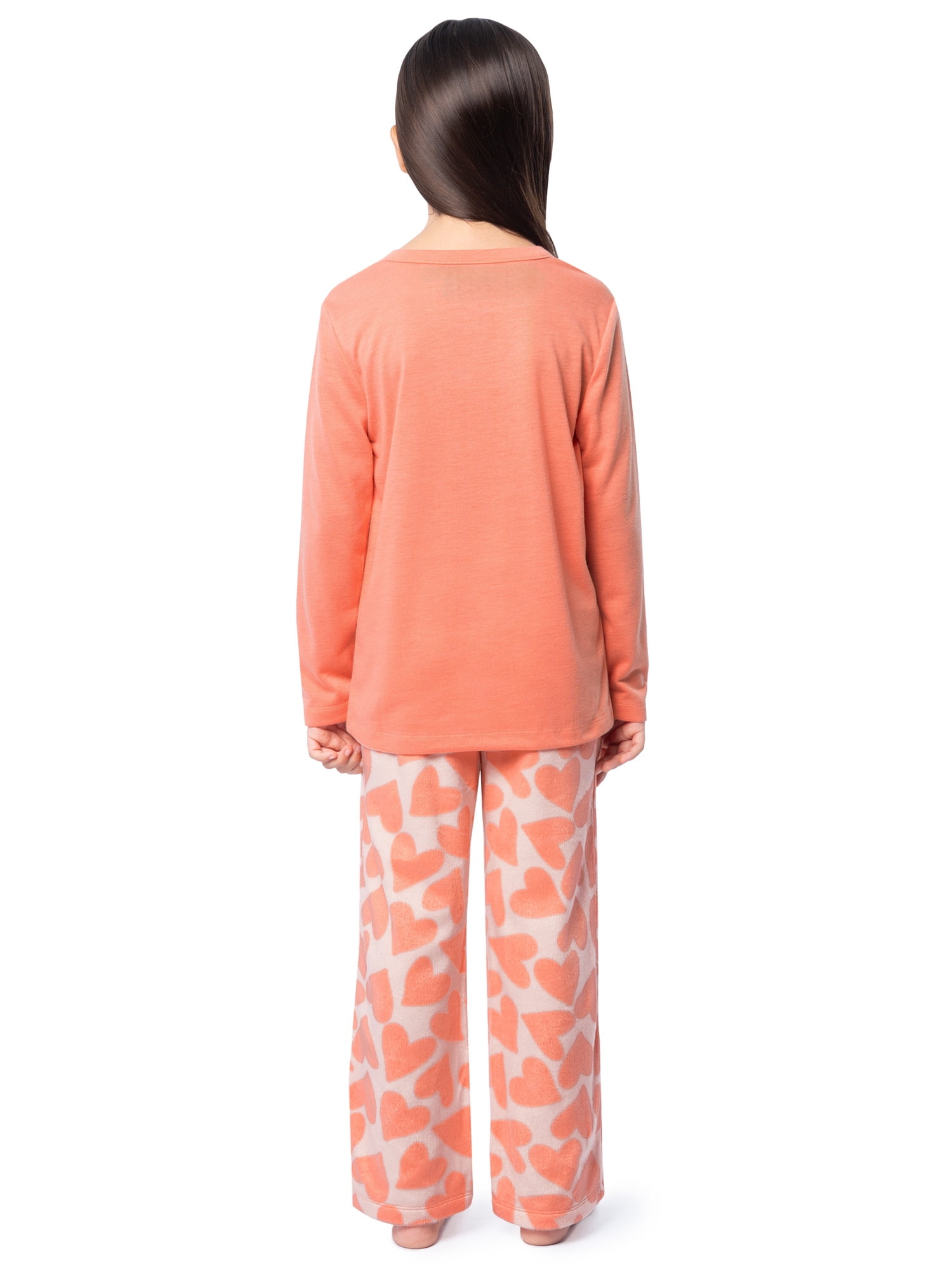 Fruit of the Loom Girl's Long Sleeve Fleece Pajama Set, 2-Piece, Sizes 4-16