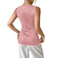 thumbnail image 4 of LWavelet Sequin V-Neck Sleeveless Tank Top Women Glitzy Party Night Out Trendy Tops Pink M, 4 of 4