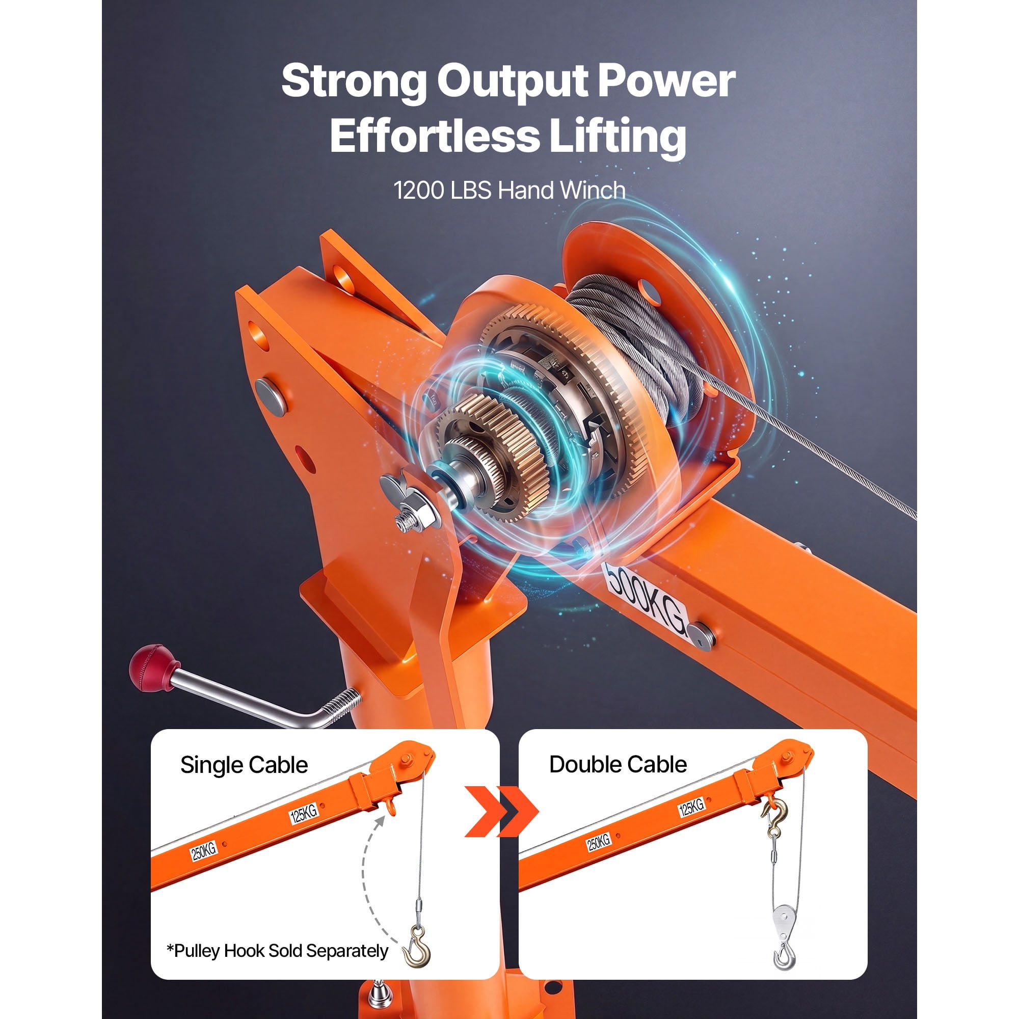 KFFKFF Truck Crane, 1100 lbs Manual Pickup Crane with Hand Winch, 360° Rotating Telescopic Boom, Durable Galvanized Steel, Foldable Jib for Lifting Heavy Loads in Machine Shops, Lumberyards
