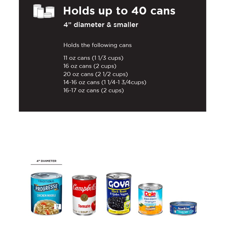  Shelf Reliance Cansolidator Pantry 40 latas, organizador de  latas para despensa, organizador giratorio de almacenamiento de alimentos  enlatados, organizador de cocina y almacenamiento (40 latas) : Hogar y  Cocina