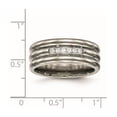 thumbnail image 2 of 8mm Titanium Polished Grooved Cubic Zirconia Ring Size 8.5 Ring for Women, 2 of 2