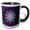 Black/White, variant on 3drose, Stunning Floral Star Circle Pattern Violet, 15oz Two-tone Black Mug