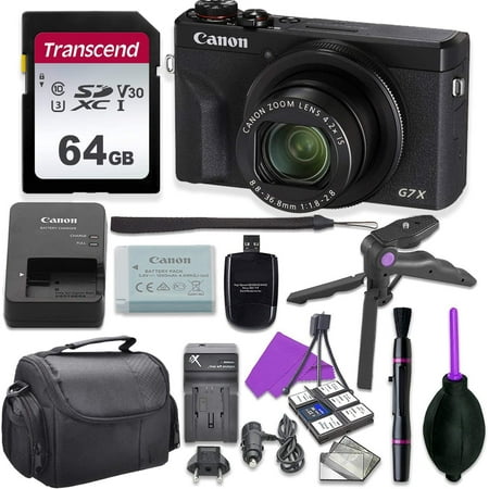 Canon PowerShot G7 x Mark III Camera Bundle with Tripod, 64GB SD Memory, Case - New