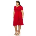 thumbnail image 2 of MOA Collection Women's Plus size Stylish Solid Faux Wrap Dress with Deep V-Neck, 2 of 5