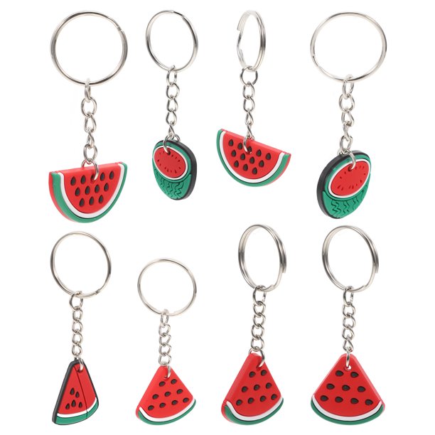 KAKOWELY 8 llaveros con colgante de sandía, llavero con dije de fruta, llavero colgante para bolso, llavero novedoso con dijes de sandía.