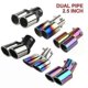 thumbnail image 2 of Suitable 1pcs 2.5" Inlet Car Auto Exhaust Muffler Tip Stainless Steel Dual Pipe Trim Modified Car Rear Tail Throat Liner For Most Cars, 2 of 5