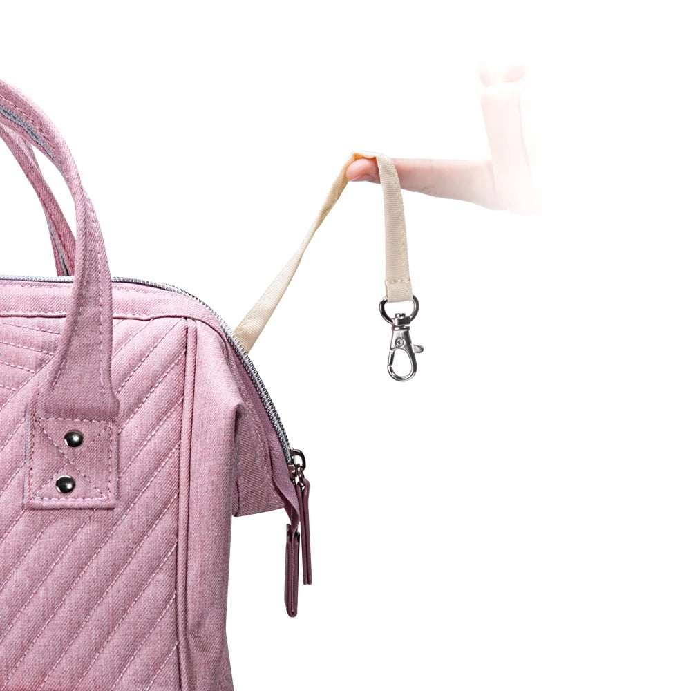 Sunveno Quilted Diaper Backpack Large Capacity Diaper Bag, Pink