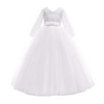 thumbnail image 3 of Celivon Vintage Girls' Dresses Performance Tutu Formal Princess Flower Lace Wedding Bowknot Dress Chic Outdoor Leisure,2-14Y, 3 of 4