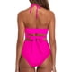 thumbnail image 3 of Conjunto de bikini cruzado con cuello halter y cintura alta para mujer, trajes de baño de dos piezas con efecto push up, 3 of 8