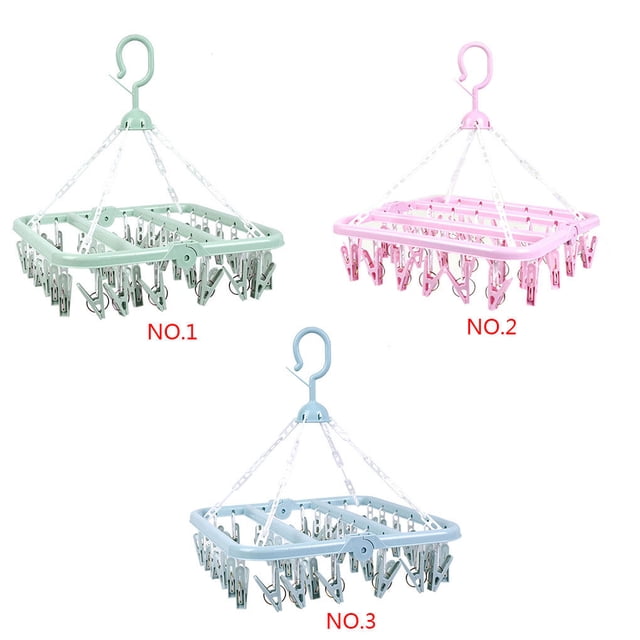 36 Clips Folding Clothes Hanger Children Adults clips hanger; clothes Clothes Dryer Windproof Socks Underwear Plastic Drying Rack