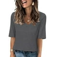 thumbnail image 3 of Half Sleeve T Shirts for Women Summer Casual Short Sleeve V Neck Relaxed Fit Plain Basic Tshirts, 3 of 8