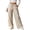 Khaki, variant on Kezqiaxn Wide Leg Pants for Women Striped Elastic Waist Drawstring Loose Casual Trousers with Pockets Women's Clothing Red L
