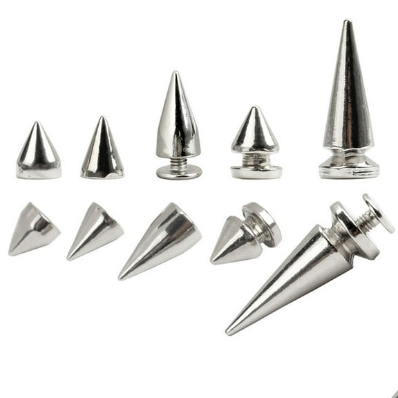 GAXIRE Silver Alloy Cone Spikes with Screwback for DIY Decoration Projects and Art Making 100pcs