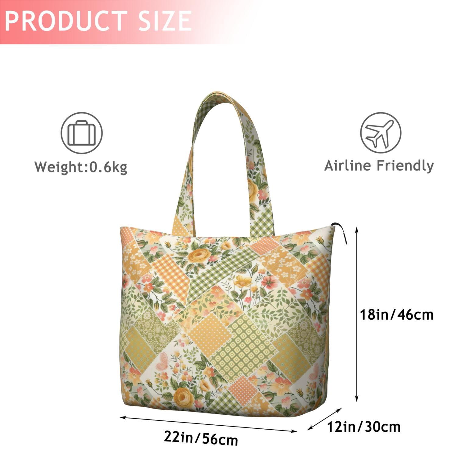 Pioneer Flower Floral Print Pattern Travel Tote Bags for Women Carry On,Large Weekender Bags for Women Travel,Multi Functional Duffle Bag for Work,Shopping,Sports
