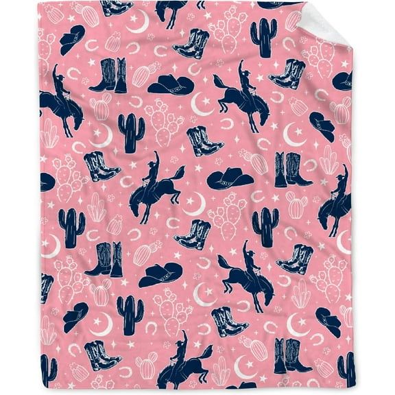 Colorful Cosmic Midnight Western Cowboy Blanket West Cowboy Ride Horse Desert Cactu Flannel Gift Blanket for Horse Lovers Lightweight Soft Blanket for Bed Couch Outdoor 40''''x 50'''' for Kid/Child