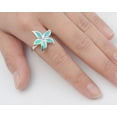 thumbnail image 4 of Flower Star Blue Simulated Opal Ring .925 Sterling Silver Band Cubic Zirconia Jewelry Female Size 6, 4 of 4