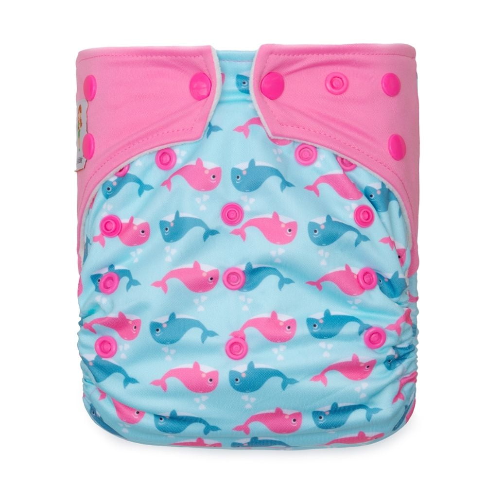 Kawaii Baby Girls Printed One Size Cloth Diaper Snap Closure 2