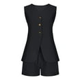 thumbnail image 4 of Women's Summer Vests Outfits, Sleeveless Blazer Button Vests with Shorts Business Set 2 Piece Casual Vacation Outfits 2025 Two Piece Sets Black L, 4 of 9