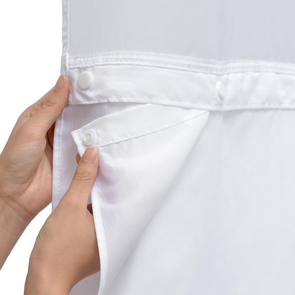 Zrodlmo Waterproof Fabric Snap-in Shower Curtain Liner, Machine Washable, 70"x 54", White