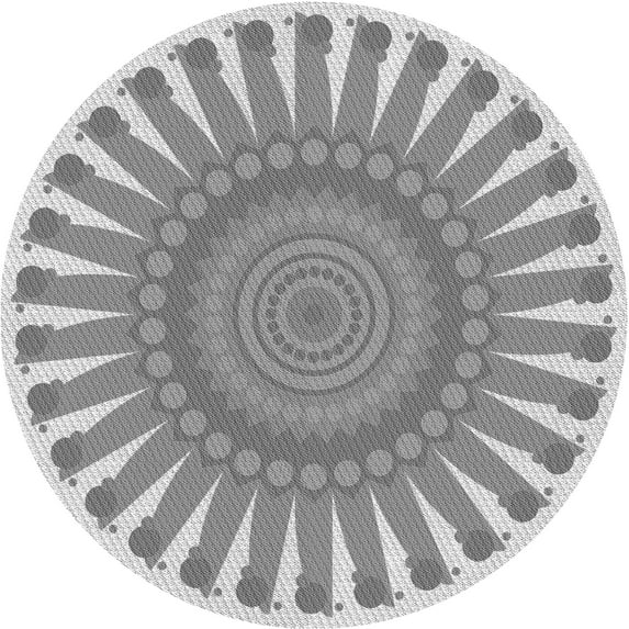 Ahgly Company Machine Washable Indoor Round Transitional Gray Area Rugs, 5' Round