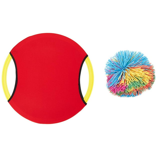 S SERENABLE Jeu de Palette Disque Rebondissant Ensemble de Lancer et Balles pour Enfants Jeux Extérieurs pour Jardin, Rouge
