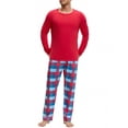 thumbnail image 2 of Conjunto de pijamas familiares de cuadros INSPIRE CHIC con camisetas de manga larga y pantalones XL para hombres en rojo, 2 of 5