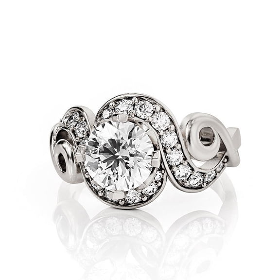 Twisted Shank Bypass Solitaire Diamond Promise Ring 2.0 Ct Diamond 14K White Gold Over