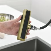 Lefton Pull-Out Waterfall Kitchen Faucet with Temperature Display, Two Water Outlet Modes, Single Hole, Brushed Gold, KF2209-5