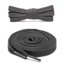 1pair Double Layers Flat Shoe Laces Strings Deep Gray for Sneakers Tennis Shoes