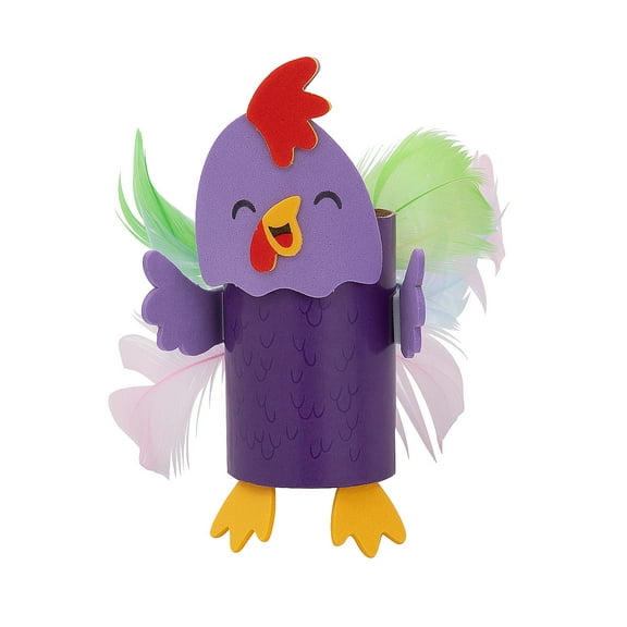 Fun Express 4 3/4" x 4 3/4" Colorful Chicken Craft Tube Craft Kit - Makes 12