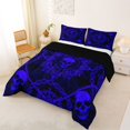 thumbnail image 2 of Castle Fairy Dark Royal Skull Full Size Comforter Sets 3-Piece,Chain Vintage Damask Square Pattern Bedding Comforter Set,Violet Blacks,1 Comforter and 2 Pillowcases,Black Reversible, 2 of 6