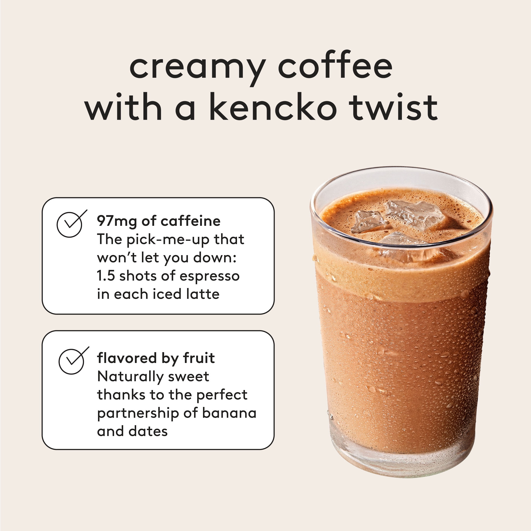 Kencko Banana Caramel Organic Instant Iced Latte, Powdered Drink Mix, .79 oz, 6 Pack