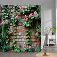 thumbnail image 4 of Outdoor Garden Poster Shower Curtain Vintage Window Wall Growing Floral Plants Polyester Fabric Shower Curtains Bathroom r, 4 of 7