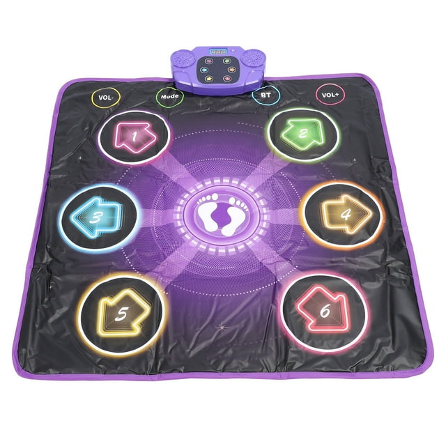 Dance Mat Toy, 6 Buttons Slip Resistant Light Up Electronic Dance Pad Adjustable Volume for Outdoor
