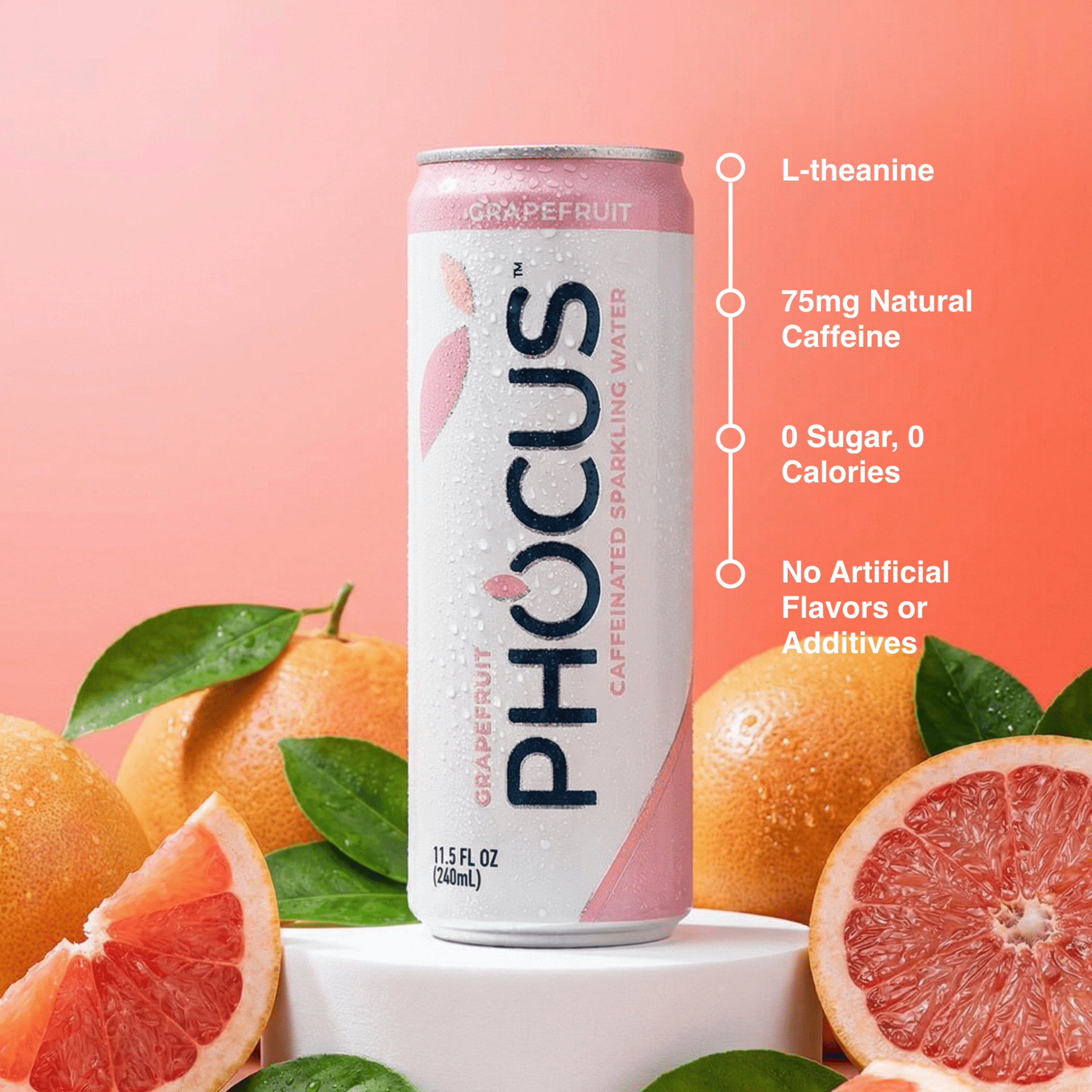 Phocus Caffeinated Sparkling Water Grapefruit