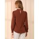 thumbnail image 5 of AllegK Dde San Patricio profesional Blusas de gade manlarcon cuello alto elegante pamujer marrón L, 5 of 6
