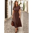 thumbnail image 1 of Vestido Casual Mujer Cuello Redondo Manga Corta Con Lazo En Cintura Color, 1 of 30