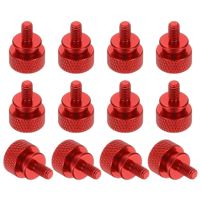 12 Pcs M4*0.7 Knurled Thumb Screw Computer Case Threaded Hand Tighten Screws for PC Case, Red