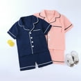 thumbnail image 4 of SILVERCELL 2Pcs Little Girls Boys Cotton Linen Pajamas Set, Kids Summer Nightshirts Shorts Sleepwear Suit, 2-9 Years, 4 of 4