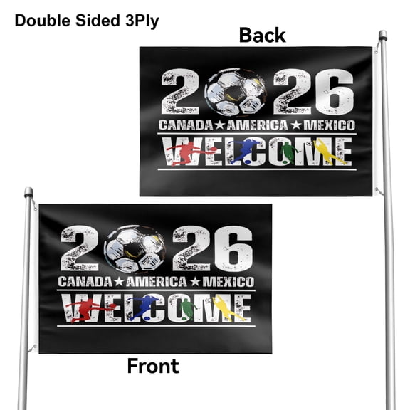 World Soccer play Flag 2026 American Canada Mexico Host Country Football Supporters Banner, Great Soccer Fans Gifts,Garden Outdoor Flag