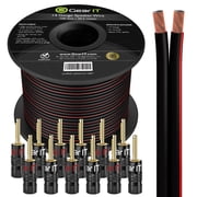 GEARit Pro Series 14 AWG Speaker Cable 100ft with 12 Banana Plugs (6 Pairs) - CCA Copper Clad Aluminum, Audio Sound Wire, Black