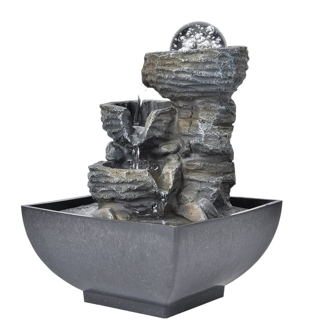 Elegante Adorno de Fuente de Escritorio Iluminado de Resina Con Bola de Cristal Paradoración Del Hogar